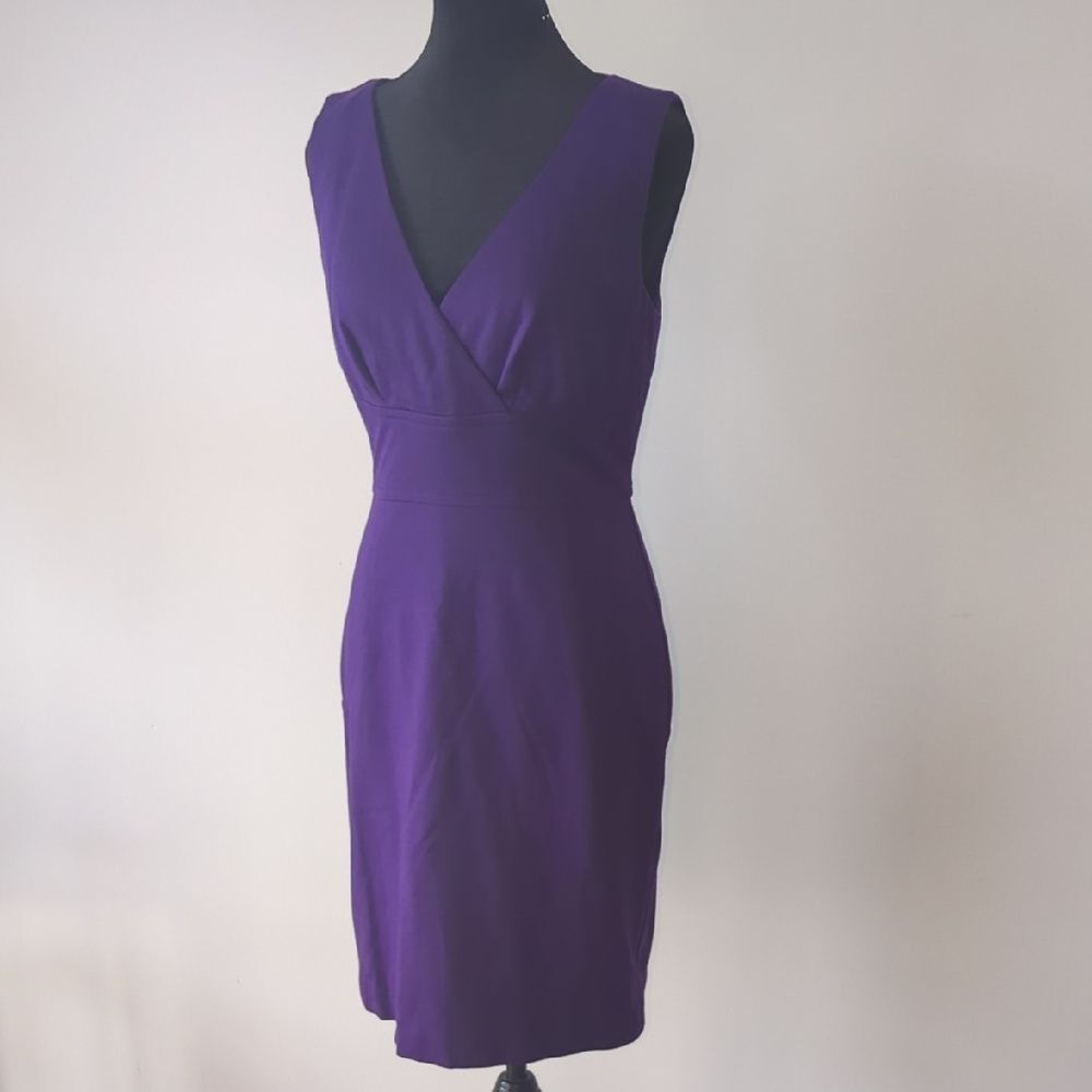 Trina Turk V-Neck Sleeveless Purple Midi Dress